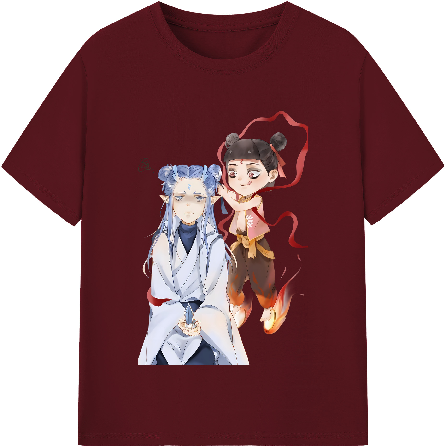 （画像用） Ne Zha 2 ナタ 魔童の大暴れ 綿100％半袖Tシャツ（フロントプリント）
